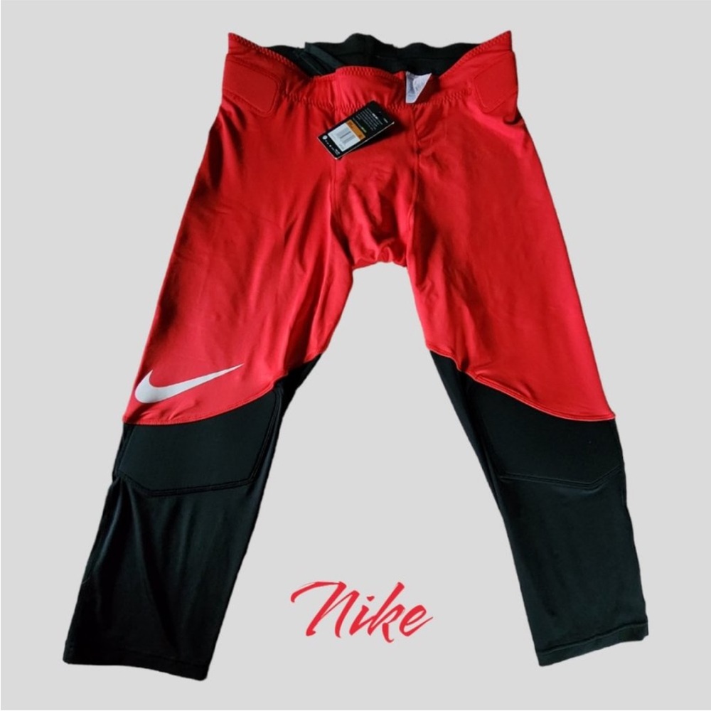 Nike Football Padded Hip/ Knee 3/4 Compression Pants  Red/ Black